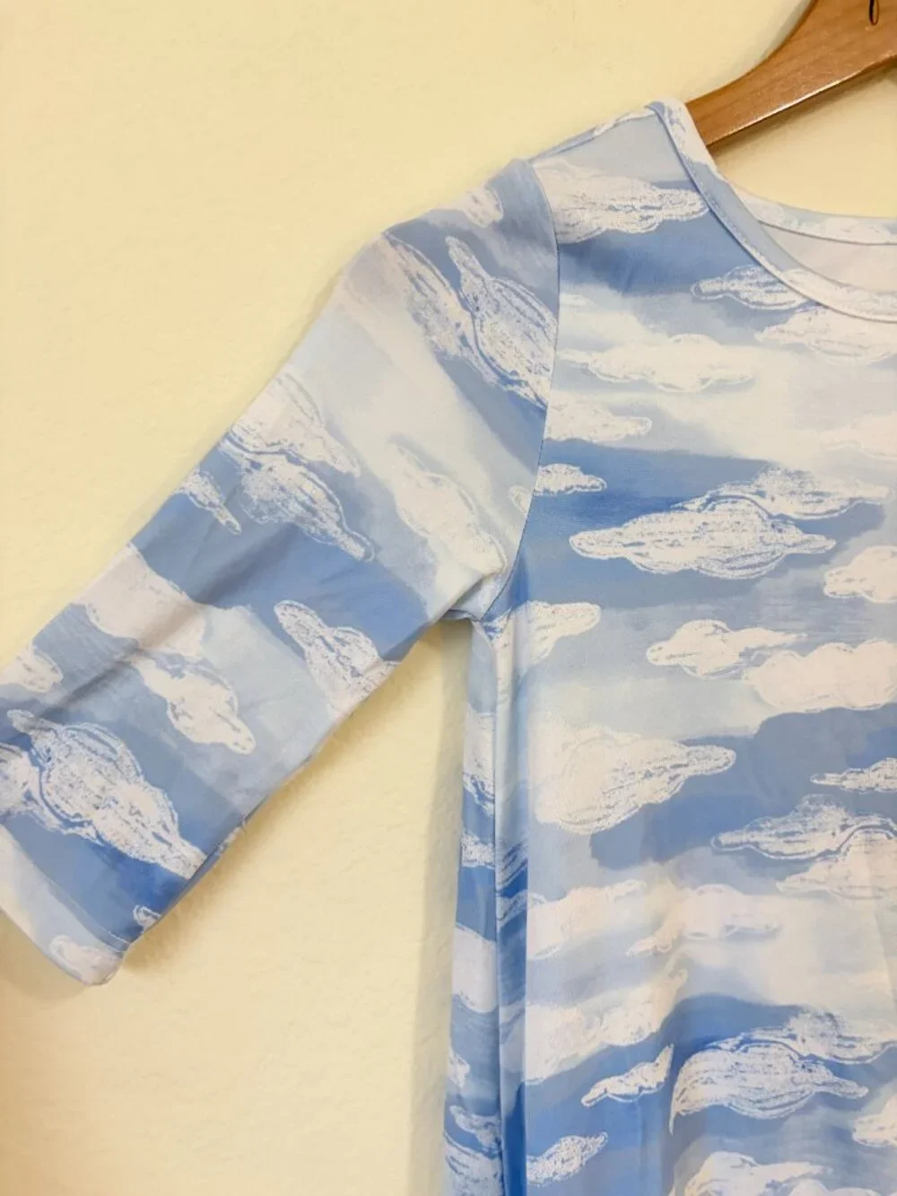 Crown Ivy Dress Girls Small Blue White Cloud Print Ruffle Hem Kids S